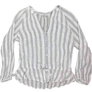 Rails Linen Blend Marti Caymen Striped Button Down Shirt Boho Coastal Size Small